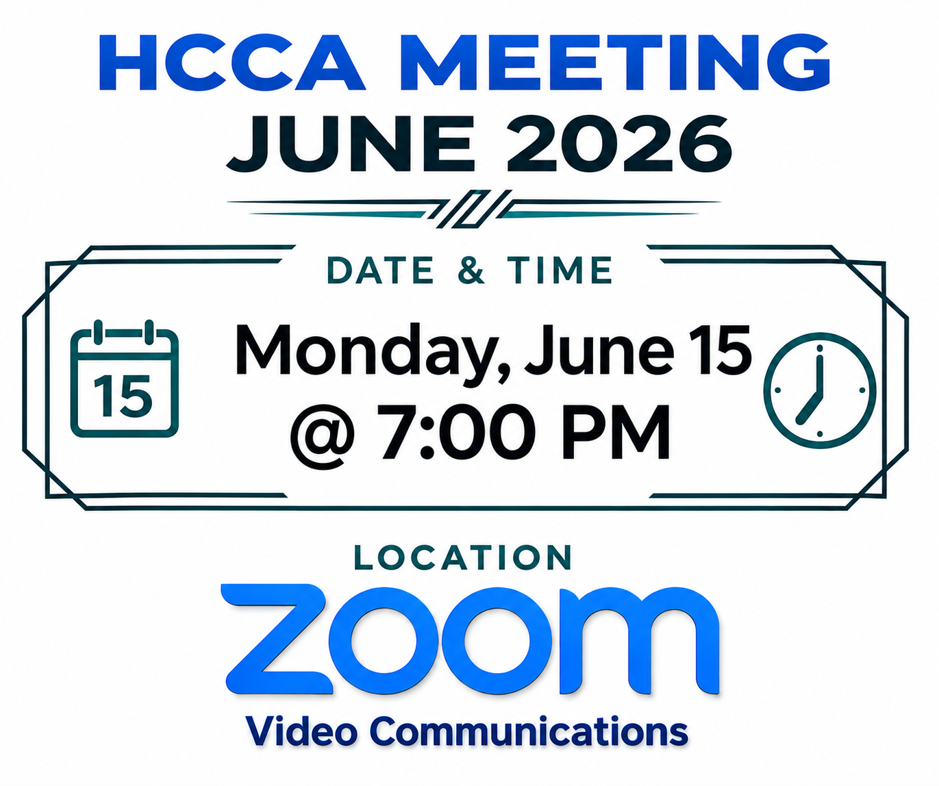 HCCA Meeting: June 15, 2026 @ 7:00 pm